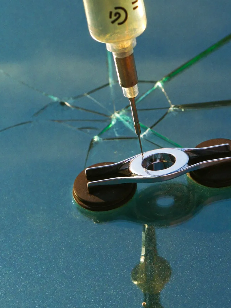 Pont d'injection de résine sur un impact